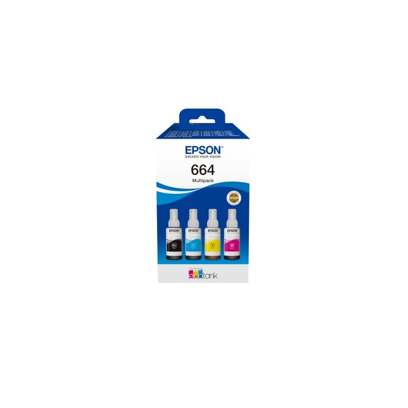 Epson EcoTank 664 Sort Gul Cyan Magenta Blækbeholder C13T66464A Epson EcoTank 664 Sort Gul Cyan Magenta Blækbeholder C13T66464A